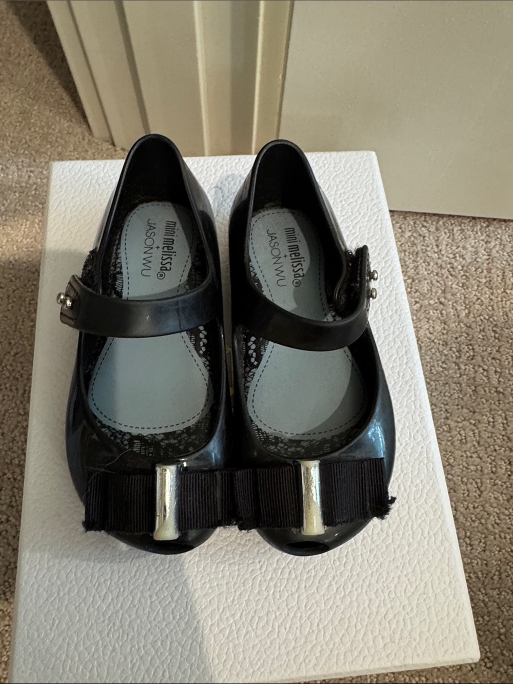 Mini Melissa Black Mary Jane Bow Flats